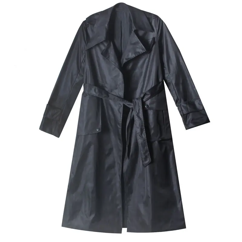 black WLD2906 XITAO черный бандажный Тренч Женская мода новинка осень одна грудь X Длинный отложной воротник маленькое свежее повседневное пальто WLD2906 - Цвет: black WLD2906