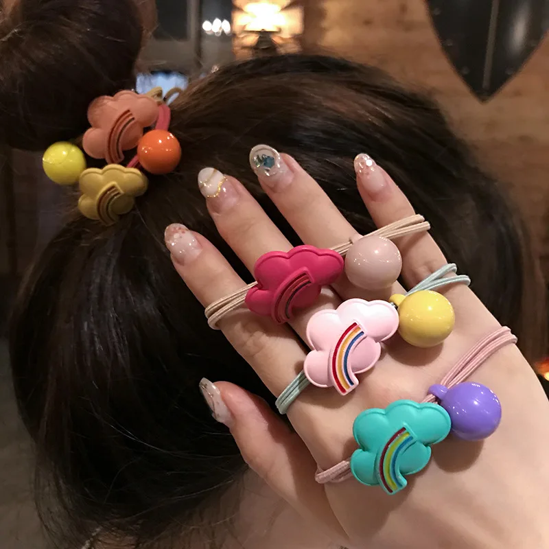 

Rainbow Hair Bands Scrunchie Women Hair Tie Printed Elastic Bunny Headband Rope Rubber Bands Girls Hair Accessories