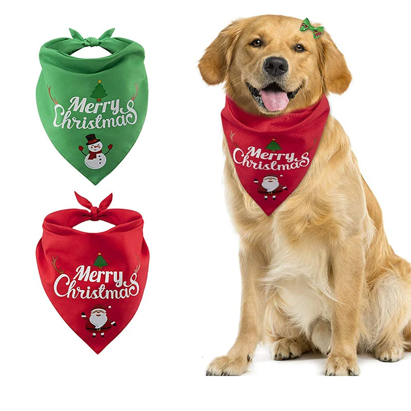 クリスマスペットのための中型 大型犬サンタプリントペット唾液タオル犬のためパーティーギフトペットアクセサリー Dog Accessories Aliexpress