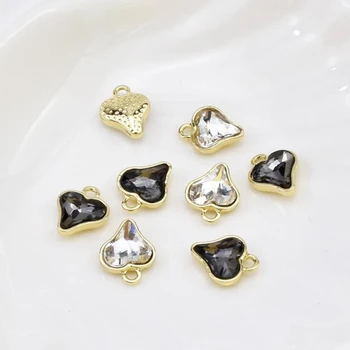 

6pcs/lot berry peach heart rhinestone pendant Charms For DIY handmade Fashion earrings jewelry accessories materials