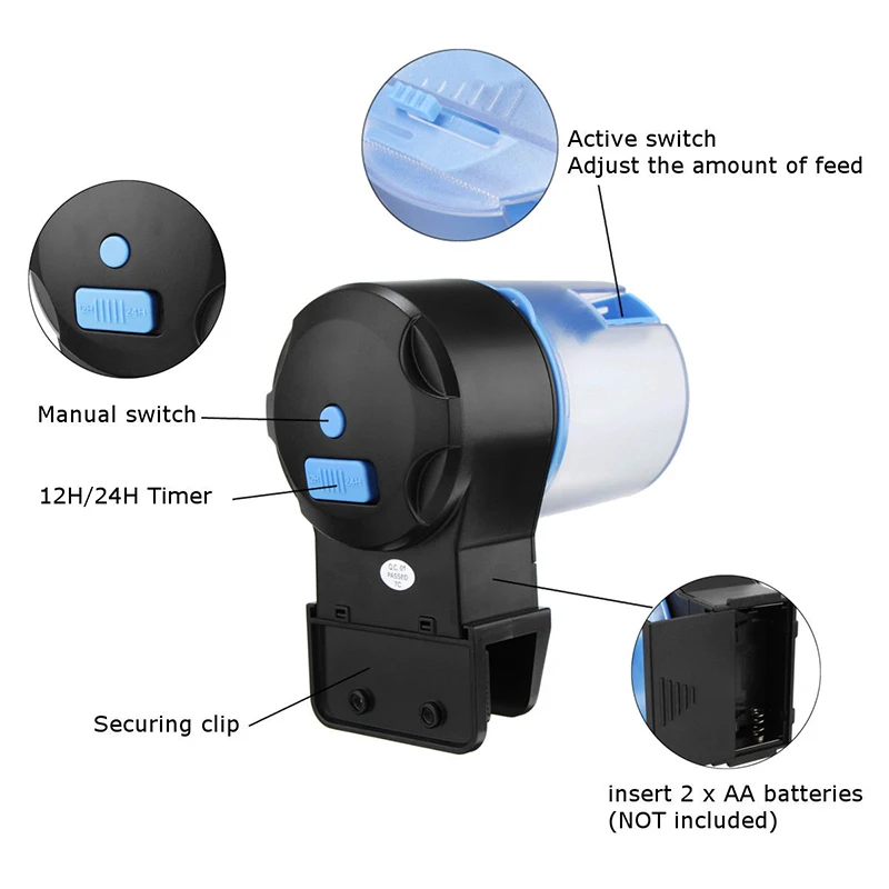 Automatic Aquarium Feeder Goldfish Smart Timing Auto Fish Feeder Food Feeding 8/12/24 Hours Timer Feeding For Office Worker