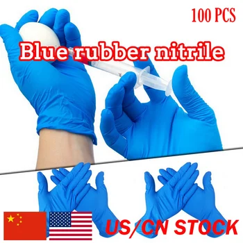 

100 pcs rubber pvc material thickened disposable gloves blue gloves 12 inch rubber gloves elastic Rubber Gloves