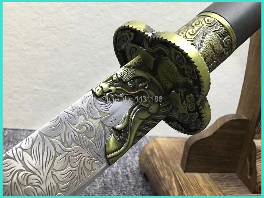 Qing Dynasty Kylin Saber Sword Chinese KungFu Short Dao Jian Strong High Manganese Steel Blade Sharp Outdoors Fighting Knife