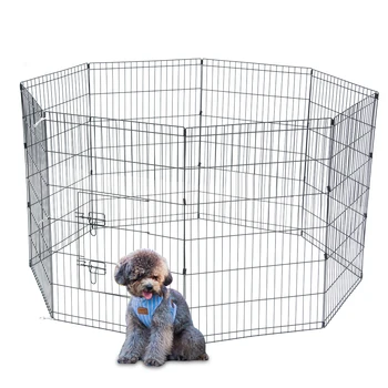 

36" Tall Wire Fence Pet Dog Cat Folding Exercise Yard 8 Panel Metal Play Pen Black