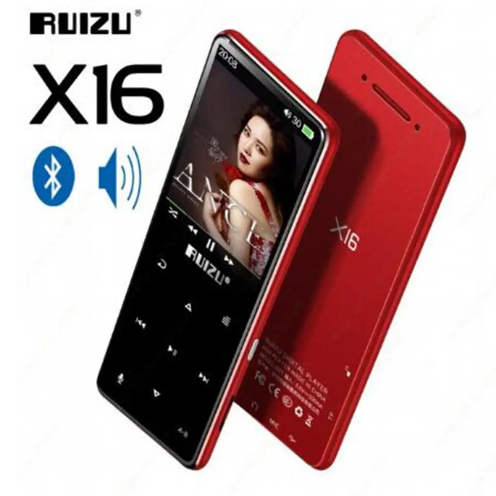 red Yiwa RUIZU X16 MP3-плеер Bluetooth Сенсорный экран для спортивной музыки MP3-плееры с наушником fm-радио - Цвет: red