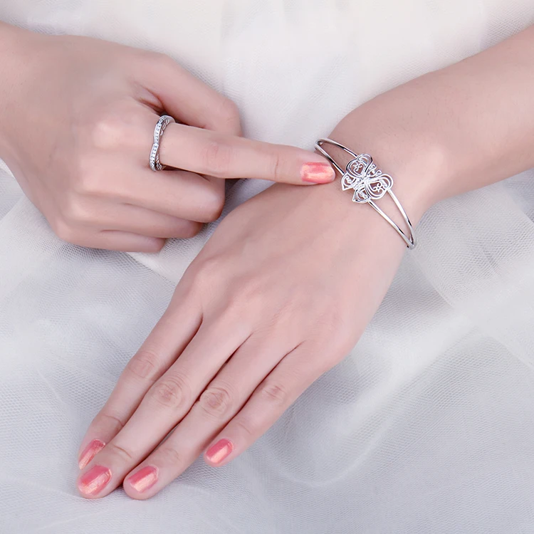 JewelryPalace 925 пробы серебро Винтаж филигрань полые бабочка разделение браслет на запястье для женщин Подарки новое поступление