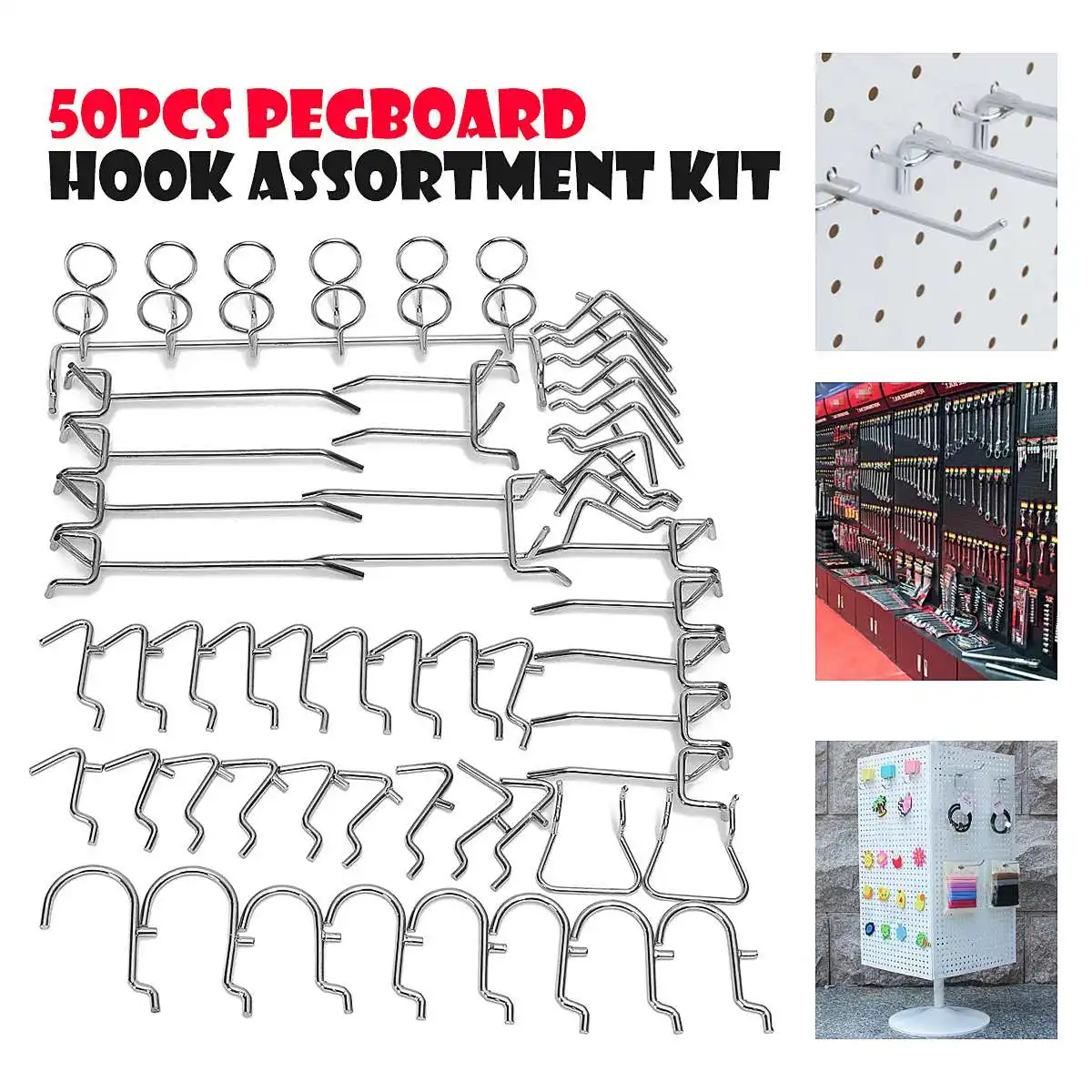 Beste 50pcs Opslag Haken Winkels Pegboard Haken Assortiment Organiseren Hange Kit Markt Opslag Garage Opknoping Tool