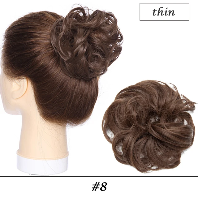 HAIRRO 80g Straight Donut Chignon Hairpieces Synthetic Ombre Elastic Updo Chignon Fluffy Messy Scrunchies Hair Bun For Women 8-28g