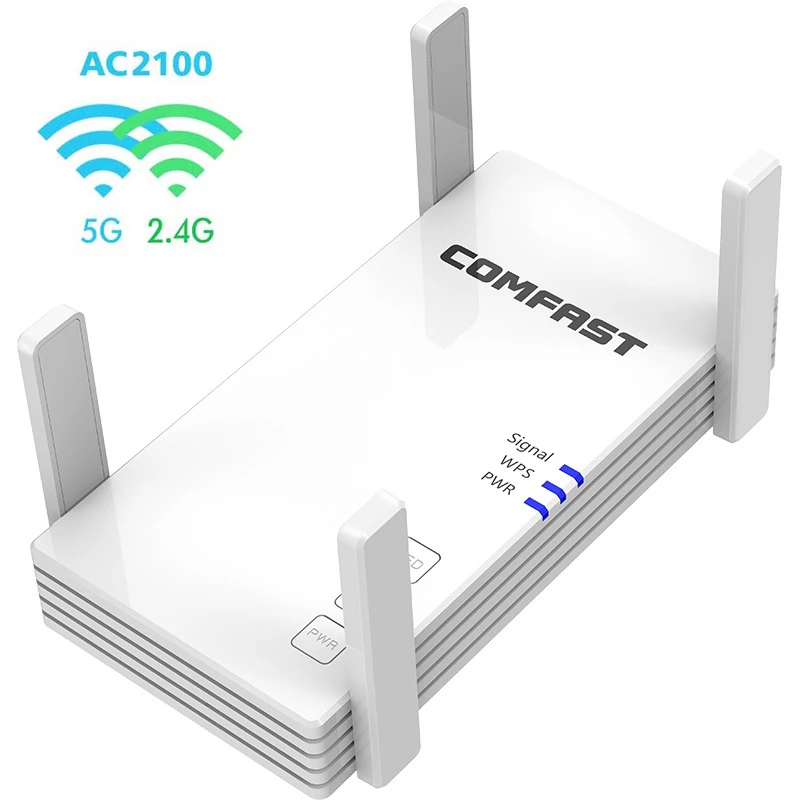 Comfast AC2100 Gigabit Băng Tần Kép Không Dây 2100Mbps Router Repeater Wifi Lên Đến 1800 Dặm Vuông. Ft Độ Phủ & 30 Thiết Bị 1G Cổng Ethernet wifi network signal booster