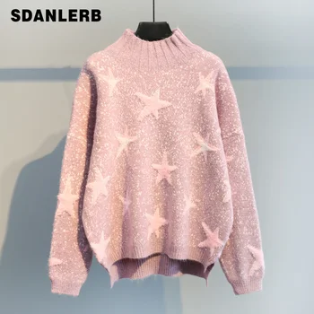 

2019 New Pull Loose Sweater Turtleneck Female Lazy Basic Knitted Shirt Girls Ladies All-match Sweaters Tracksuit Lady Classic