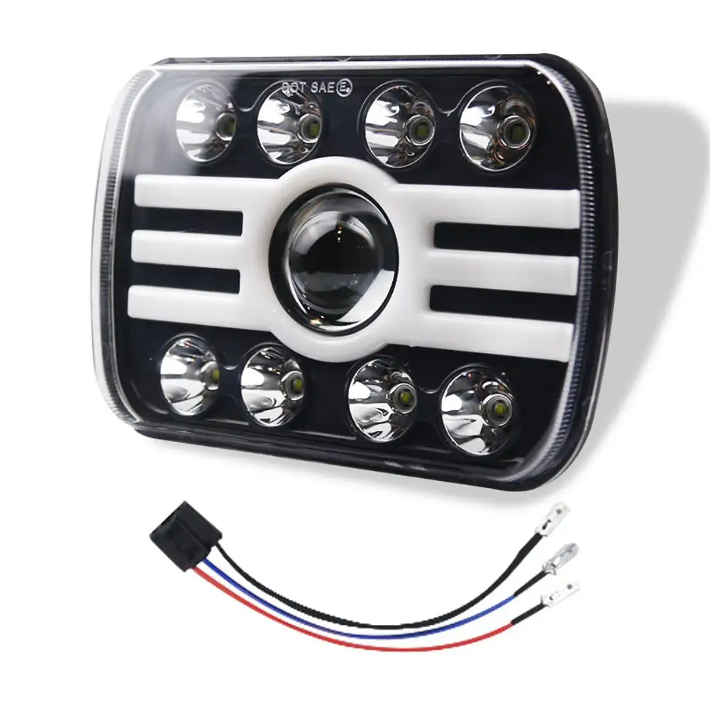 For 500 W 30000LM 7 inch LED Headlights 5X7/7X6 Led Beam Headlamp Angel eye(8 beads with lens) H Shape Led Headlight