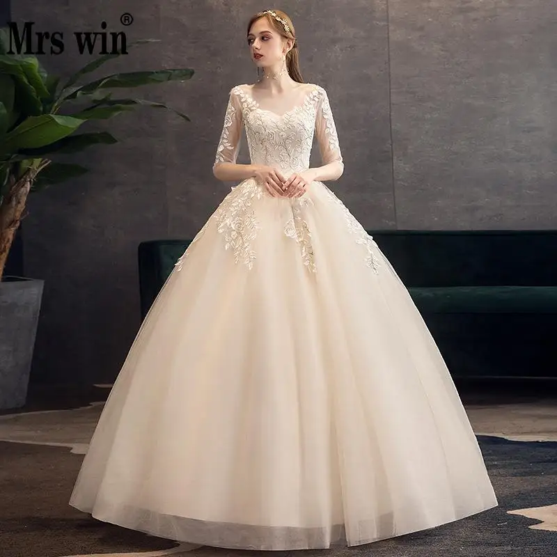 Mrs Win Weddind платье 2021 цвета шампанского с коротким рукавом сексуальное v-образным