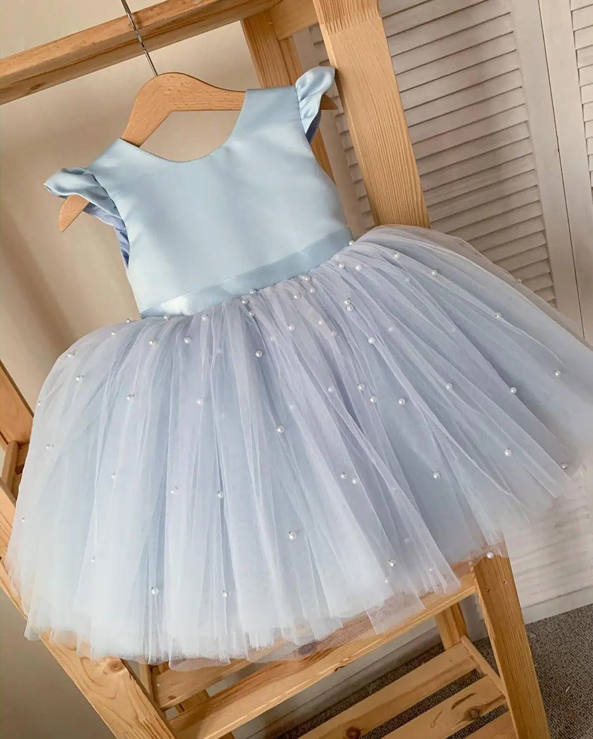 dusty blue baby girl dress