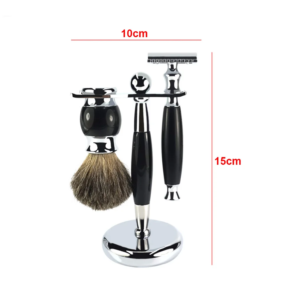 Men Shaving Set Home With Stand Beard Brush Safety Trimmer Zinc Alloy Double Sided Vintage Manual Washable Travel Razor Portable