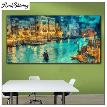 

5d diy full drill square/round scenery diamond painting Abstract venice italy at night large embroidery mosaic wall decor FS6624