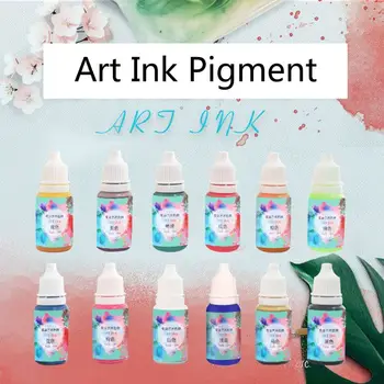 

12 Colors Art Ink Natural Resin Pigment Kit Liquid Colorant Dye Ink Diffusion UV Epoxy Resin Jewelry Making Tools