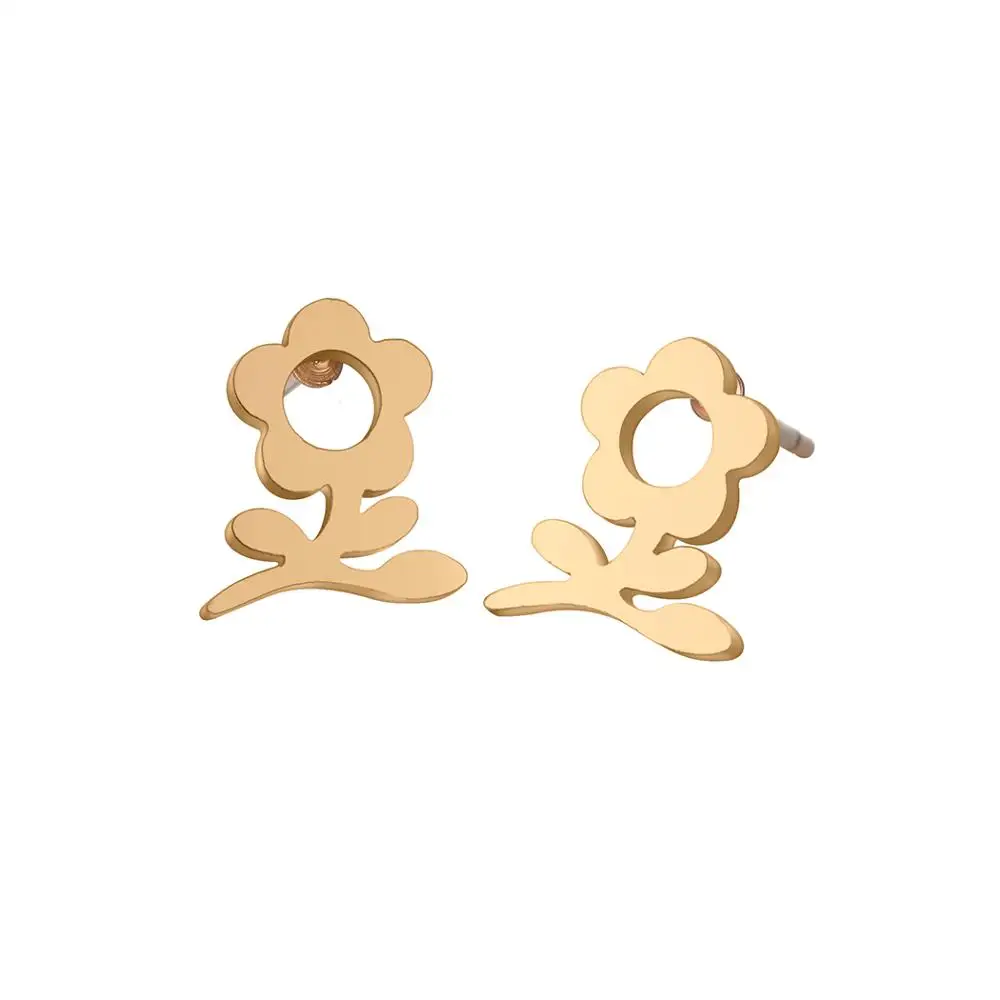 Kinitial серьги в форме короны в стиле панк, золотые серьги-гвоздики в форме пальмы для женщин и мужчин, серьги из нержавеющей стали для пирсинга, ювелирные изделия, подарки - Окраска металла: TH-SR438