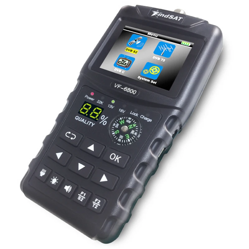 Лучший VF-6800 спутниковый Finder Meter Dvb-T2/DVB S2/DVB C Combo Sat Finder Dvb T2 приемник спутниковый Satfinder US Plug