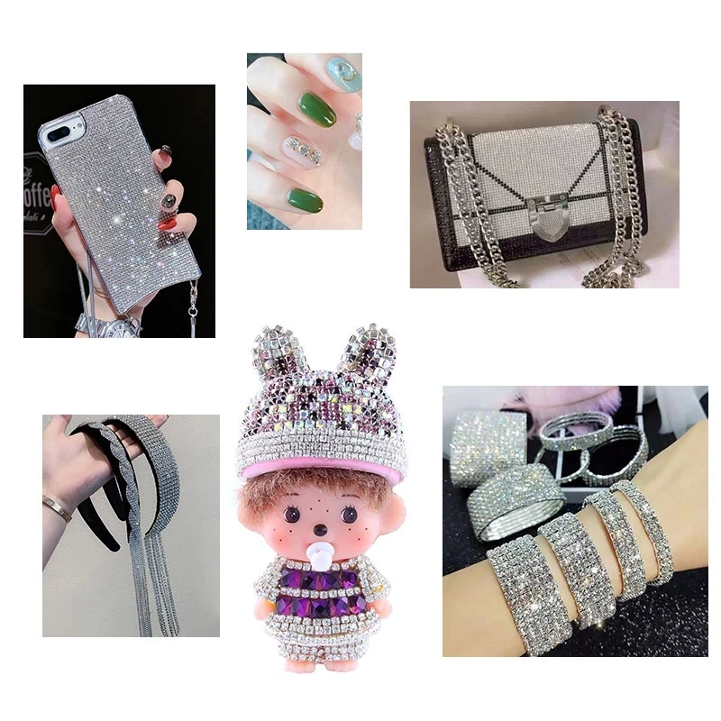 XiChuan 1 Yard 10 Colors Claw Rhinestone SS6 SS8 Crystal Tassel Diy Clothes Earring Accessories Beads Diamond Rhinestone Chain