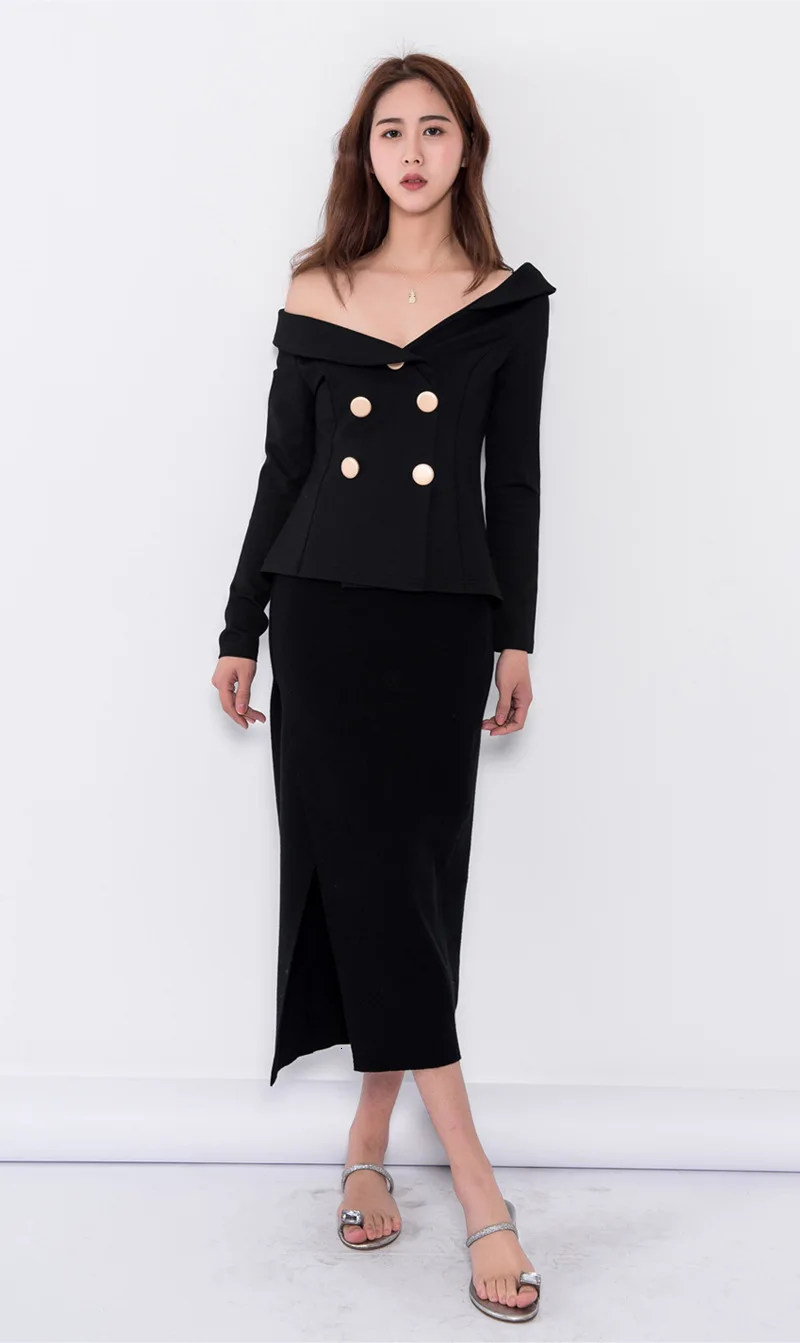 LANMREM New spring Fashion Loose Double Breasted Asymmetrical Collar Full Sleeve Strapless Shoulder Women's Suit UA23101