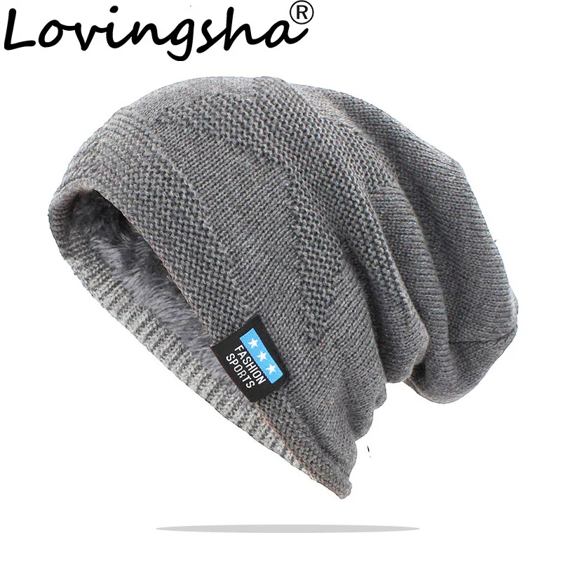 LOVINGSHA, женская зимняя теплая шапка для мужчин, для взрослых, унисекс, для улицы, новинка, шерстяные вязаные шапочки Skullies, повседневные брендовые хлопковые шапки, HT140