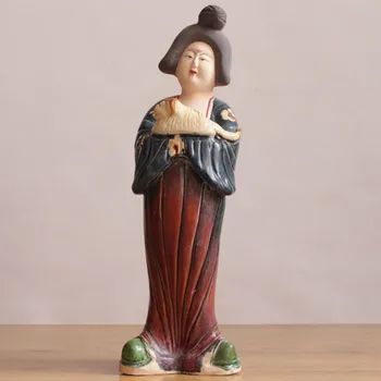 

Classical Lady's Maid Chinese Ceramic Doll Tang Dynasty Fat Girl Statue Beautiful Women Sculpture Decorations For Home R3162