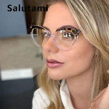 TR90 принт оправа для очков в стиле кошачьи глаза для женщин Роскошные брендовые круглые леопардовые прозрачные очки женские компьютерные очки для близорукости Ins горячая распродажа