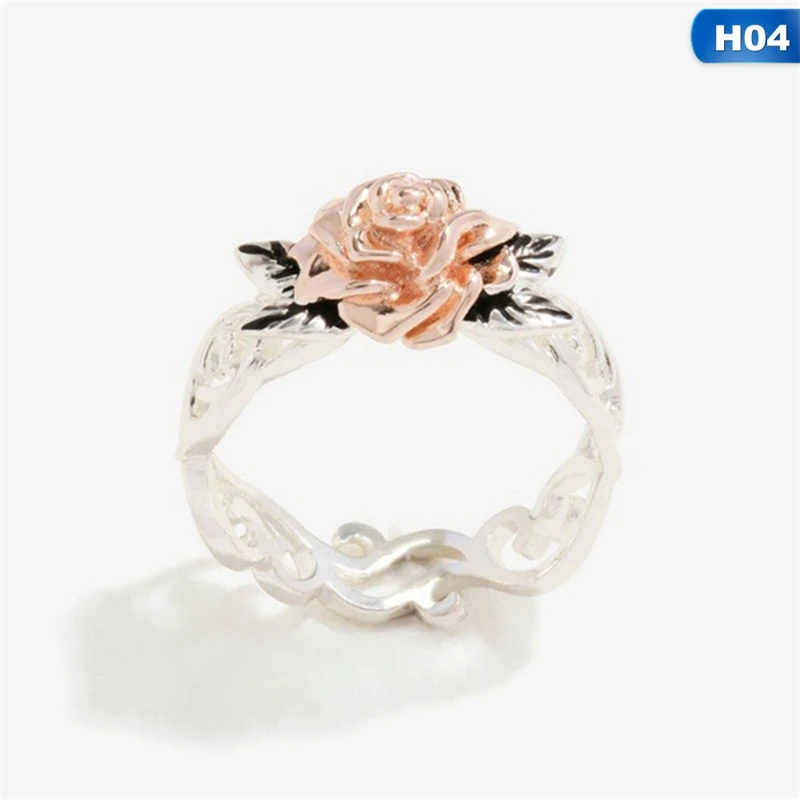 Изысканное двухцветное кольцо с цветами серебро 14 к цветок из розового золота Свадебное женское Модное Новое ювелирное изделие обручальные подарки