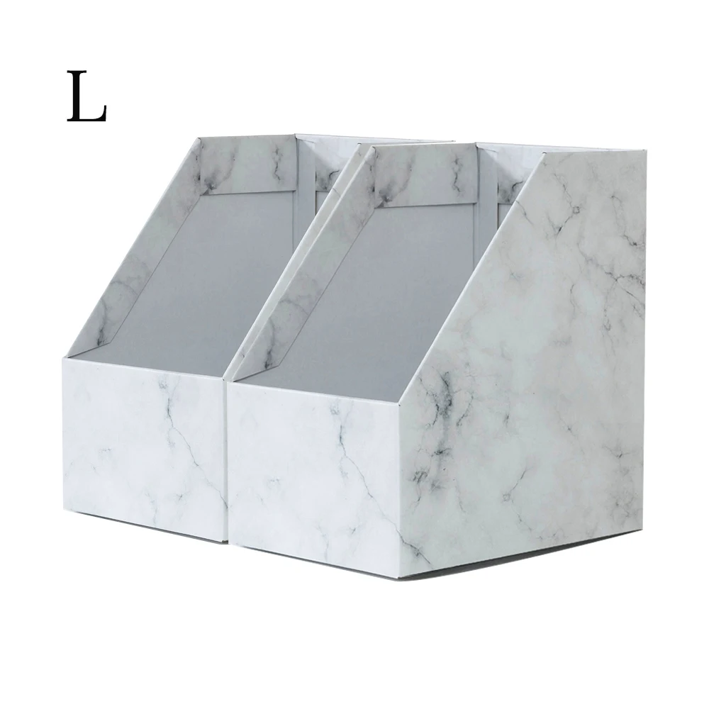 MQQ Foldaway File Holder Marble Newspaper Box Desk Top Organizer Magazine Bookend White Corrugated Paper Stationery (6PCS)