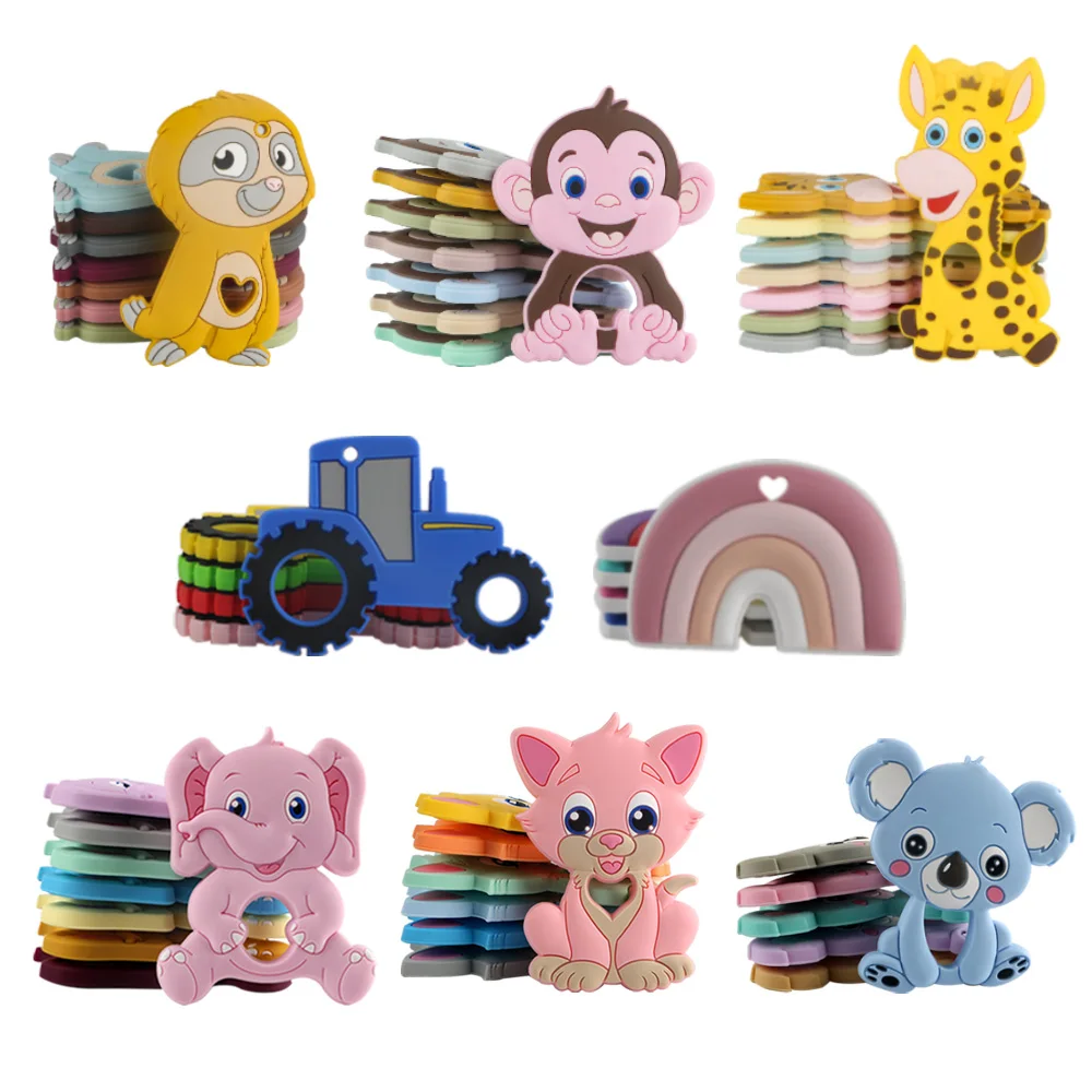 Kovict 1Pc Cartoon Animal Silicone Pendant BPA Free DIY Silicone Bead Necklace Pendant Handicrafts Accessories