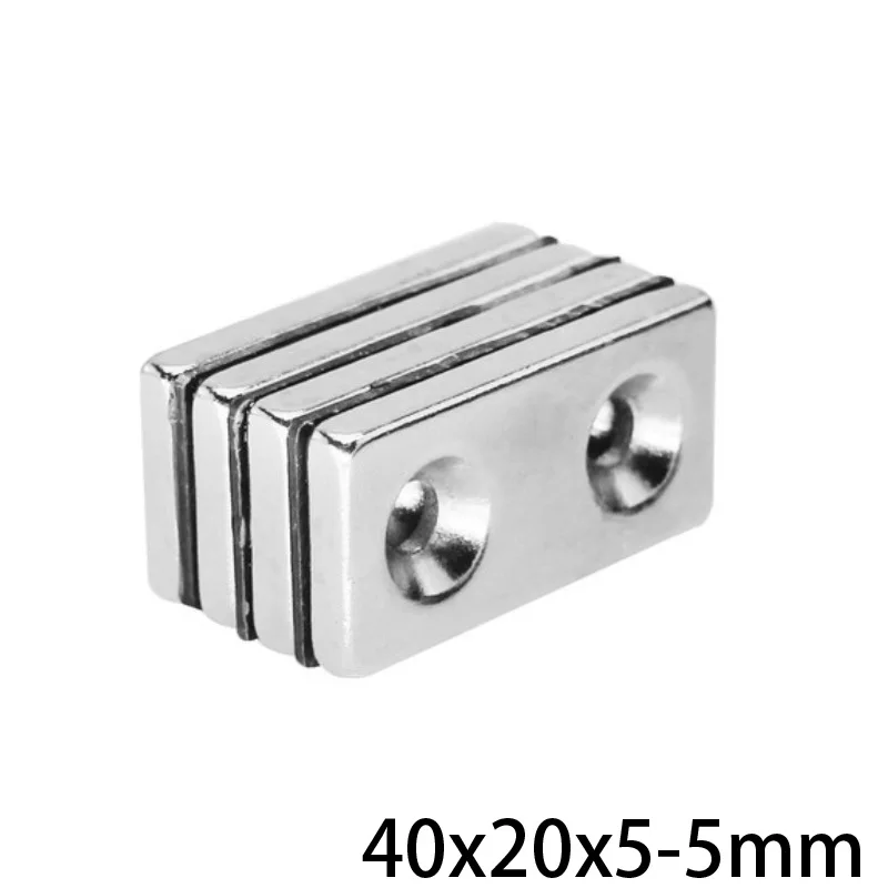 10pcs N35 20x10x4mm Block Countersunk Magnets Neodymium Magnets With 2 Holes 