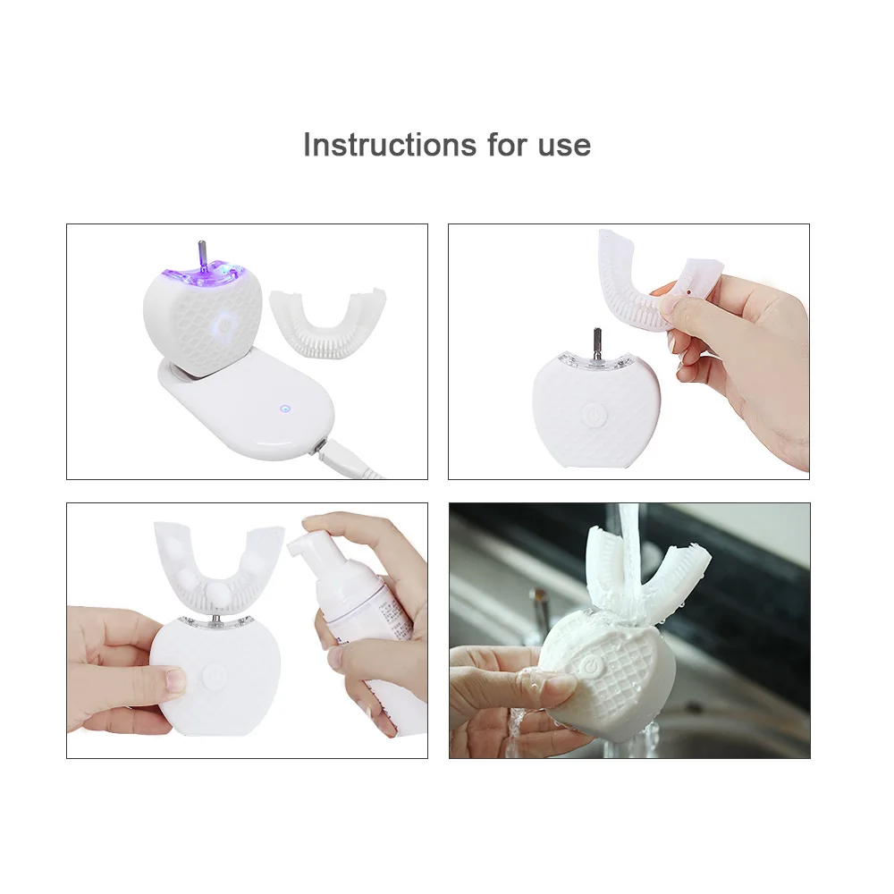 Smart 360 Degrees Automatic Sonic Electric Toothbrush for Children Adult U Type 4 Modes Tooth Brush USB Charging Tooth Whitening Smart 360 Degrees Automatic Sonic Electric Toothbrush for Children Adult U Type 4 Modes Tooth Brush USB Charging Tooth Whitening