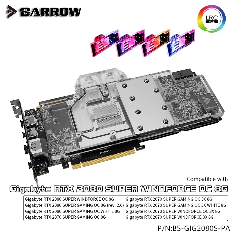 Barrow для Gigabyte RTX 2080 2070 SUPER GAMING OC Full GPU с блочным покрытием графический радиатор LRC2.0 5