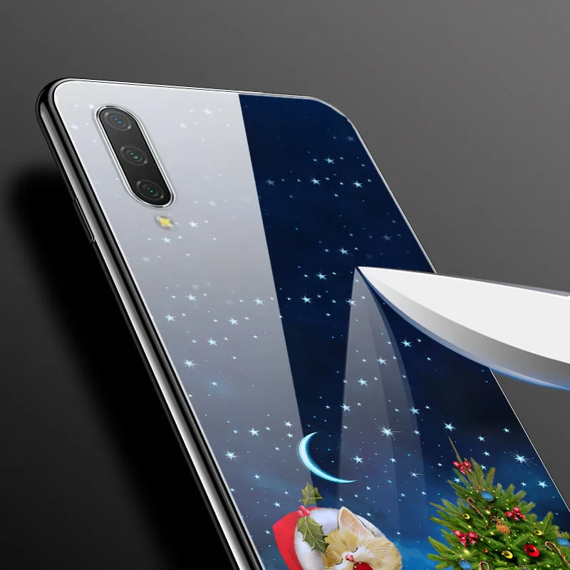 Год Рождество чехол для Xiaomi mi 9 Lite CC9 CC9E A3 9T SE закаленного стекла жесткий чехол для Redmi Note 8T 8 7 K20 Pro Бампер