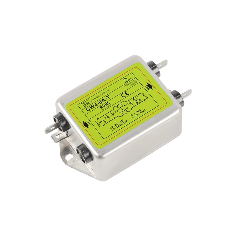 6A Вставка подключения однофазного переменного тока 220V армейского образца EMI очистки CW4-3A/6A/10A/20A/30A-T Мощность фильтр - Объем: 6A