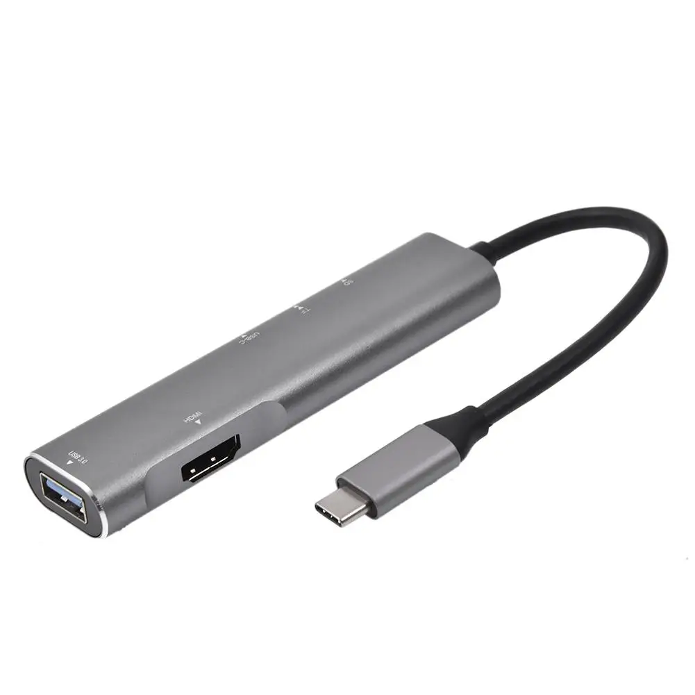 Мини 5 в 1 USB C концентратор адаптер USB-C к HDMI конвертер портативный легкий алюминиевый USB C концентратор для ноутбуков и смартфонов