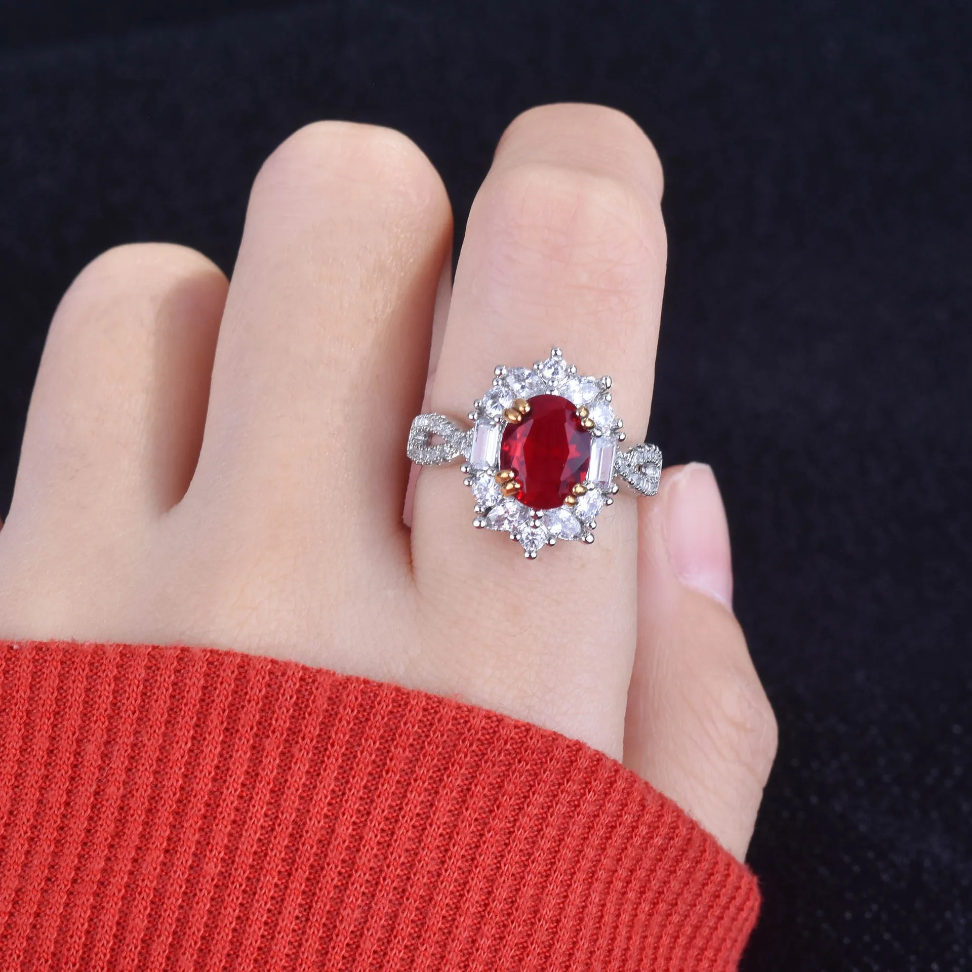 

Real 925 Silver Sterling Red Ruby Ring for Women DIWENFU CN(Origin) Anillos De Silver 925 Jewelry Ruby Jewellry Ring Females Box