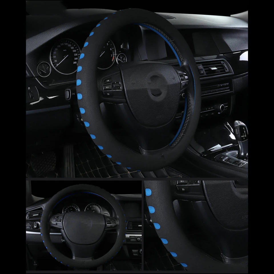 Rubber Racing Car Handle Steering Wheel Cover For Mitsubishi Lancer 10 ASX Pajero X Ford Focus 2 3 Fiesta Citroen C4 C5 C3