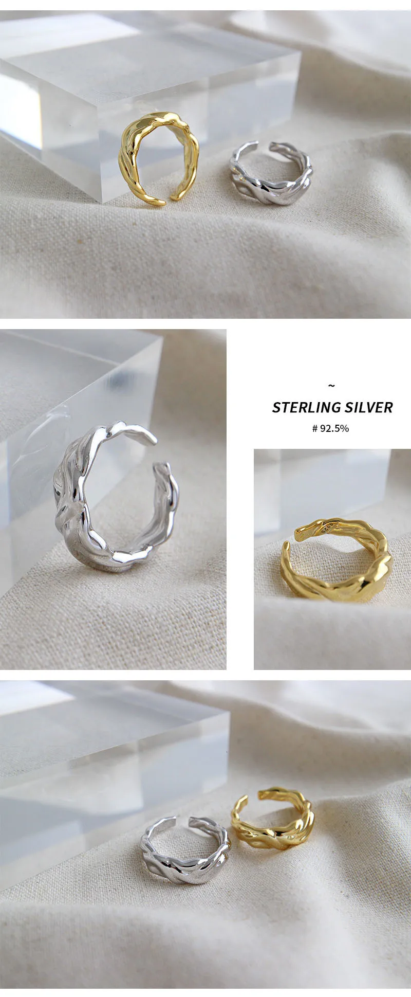 S'STEEL необычное Золотое кольцо 925 пробы серебряные кольца для женщин Anillos De Plata De Ley Mujer Bague Femme Argent ювелирные изделия