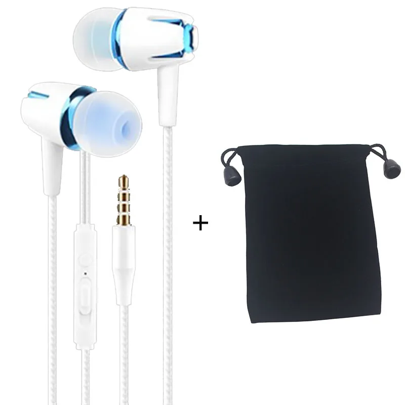 Blue plus bag Светящаяся гарнитура с разъемом 3,5 мм, проводные светящиеся наушники с микрофоном, регулятор громкости, басовые вкладыши для IPhone, Samsung, Huawei, Xiaomi, телефона, ПК - Цвет: Blue plus bag