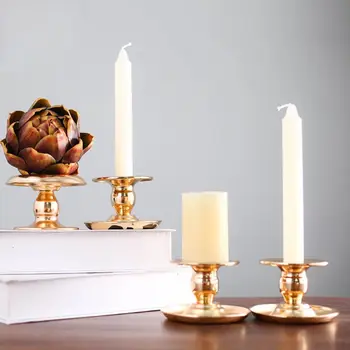 

2pcs Rose Gold Plated Candle Base Holder Candlestick Pillar Stand Christmas Party Home Decor 425D