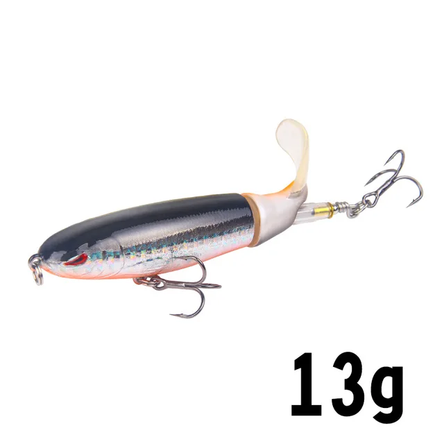 1 Pcs 10cm/14cm Topwater Fishing Lure Whopper Popper Artificial Bait Hard Plopper Soft Rotating Tail Fishing Tackle Fishing Bait J