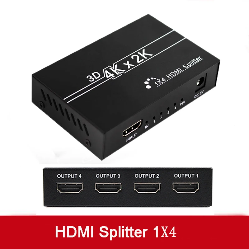 Сплиттер HDMI 4K 3D Full HD 1080p видео переключатель 1X2 1X4 двойной дисплей для HDTV DVD PS3