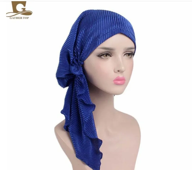 Новые модные мусульманские женские внутренние хиджабы шапки тюрбан голова Кепка шапка бини женские аксессуары для волос мусульманский шарф шапка выпадение волос - Цвет: blue