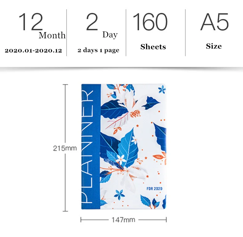 Kawaii планировщик цветочный план A5 книга PU кожа годовая записная книжка-Органайзер для календаря школы офиса расписание стационарный
