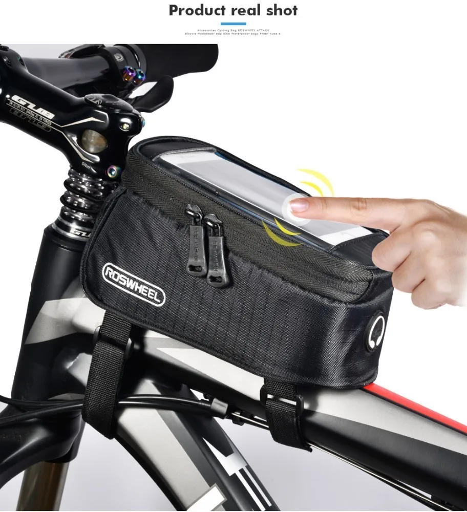 Excellent ROSWHEEL Touch Screen Bike Frame Bag Touch Screen Bicycle Tube Pannier Case Holder For 4.8" 5.7" Screen Phone 8