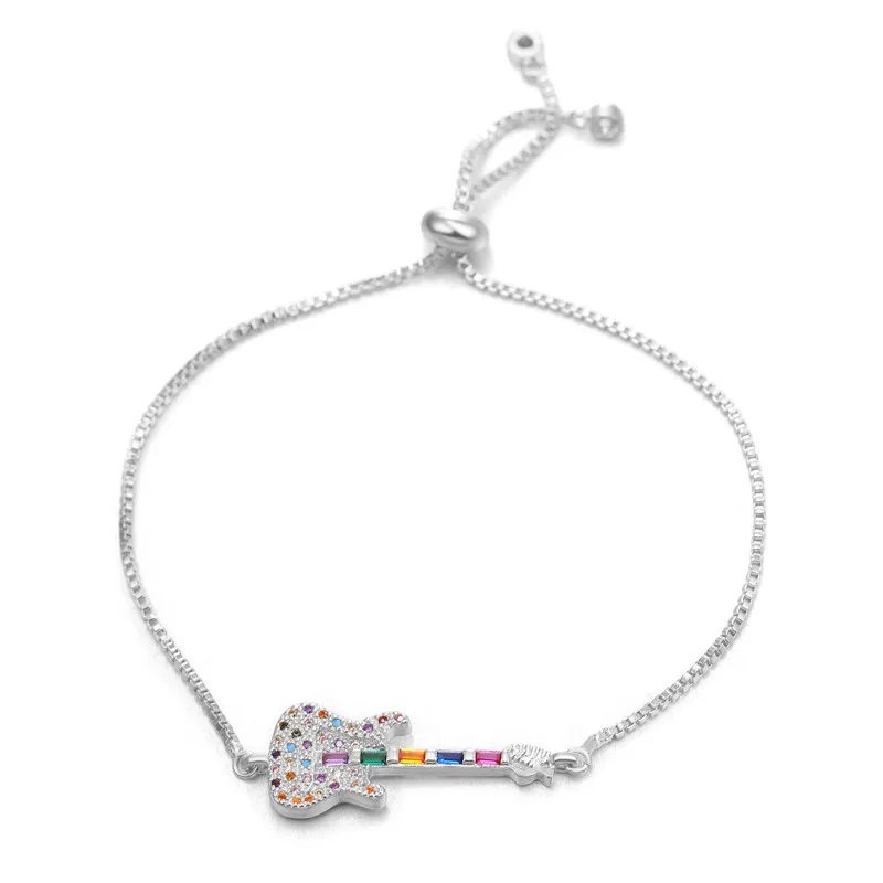 silver Модные CZ скрипки браслеты подарок для женщин розовое золото Pulseras Mujer Свадебный женский браслет с кристаллами вечерние ювелирные изделия подарок друзьям - Окраска металла: silver