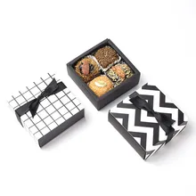 10 шт. черно-белая клетка, упаковка волн, Подарочная коробка, коробка для выпечки, коробка для печенья свадьба, для конфет, подарок