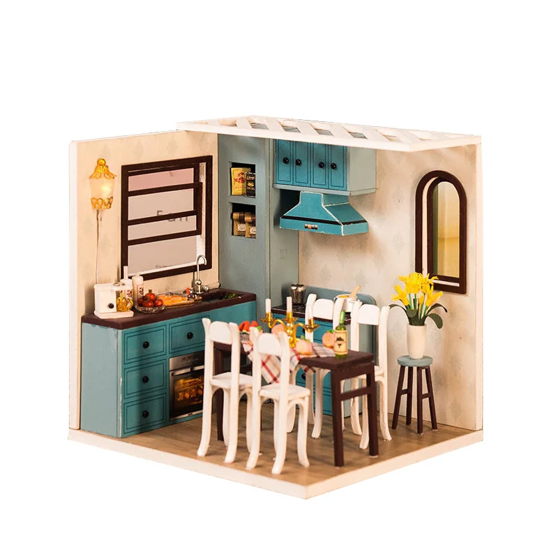 Дети DIY Кукольный дом мебель миниатюрный 3D Деревянный Миниатюрный Кукольный дом Интеллектуальная Детская игрушка подарок на день рождения Рождество - Цвет: C