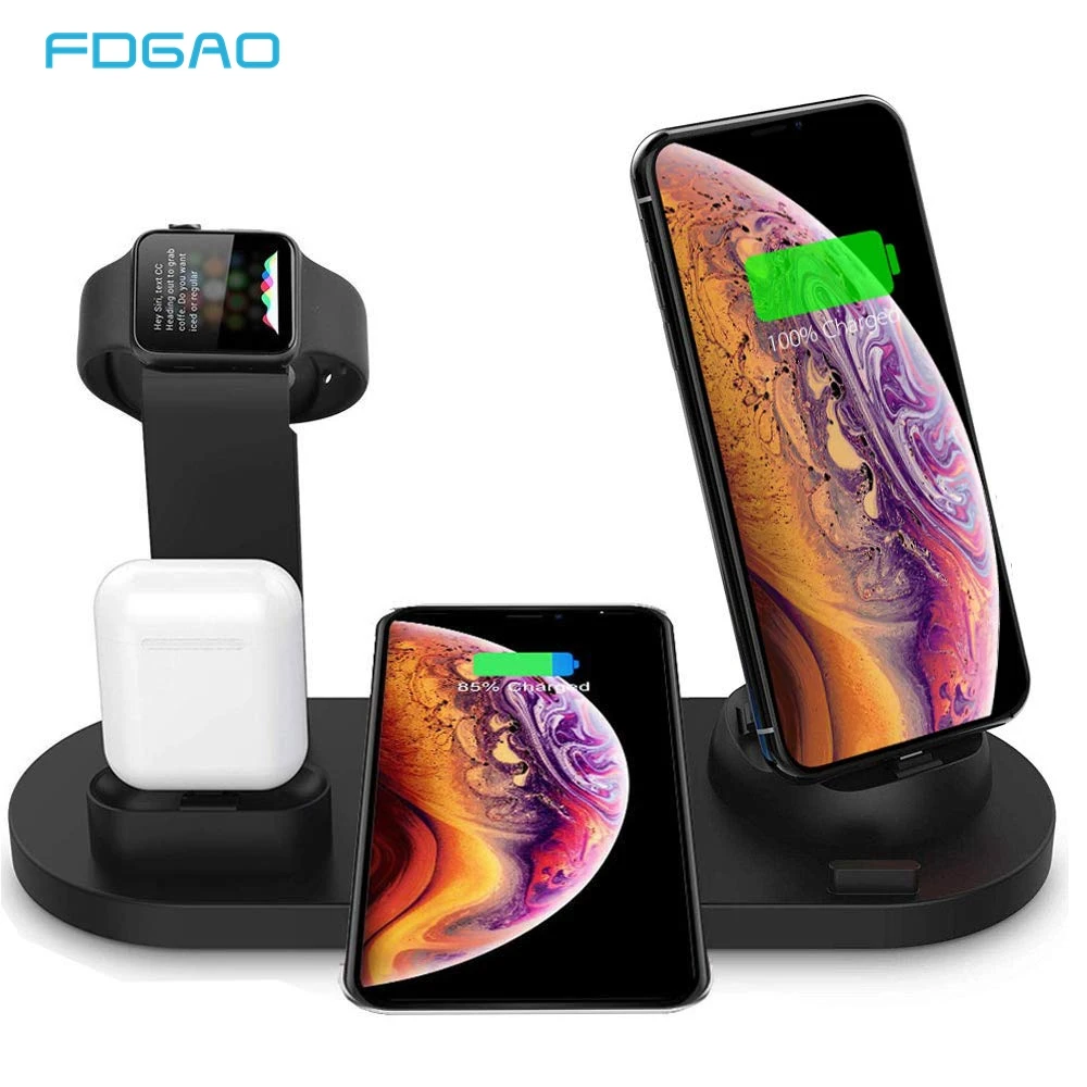 

FDGAO Charging Dock Station For Apple Watch iPhone X XS XR 8 11 Samsung S10 S9 Airpods 10W Qi Fast Wireless Charger Stand Holder